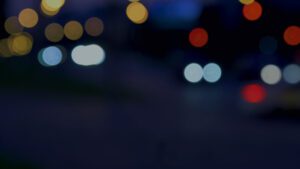 Blurred traffic lights at night